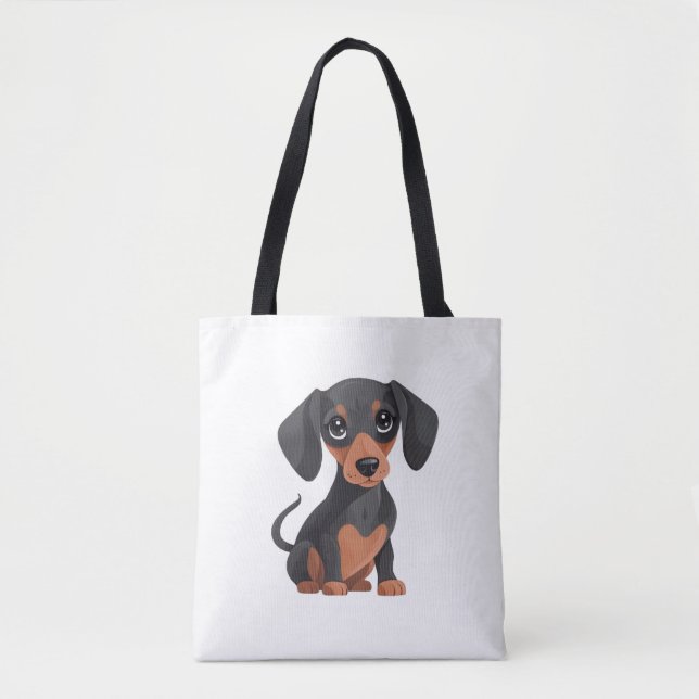 Bolsa Tote Clipart de Canino de Solha Adorável de Cartoon Dac (Frente)