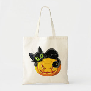 Bolsa Tote Clipe-arte do gato preto de Halloween