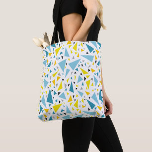 Bolsa Tote Clique no design favorito Triângulo amarelo e azul