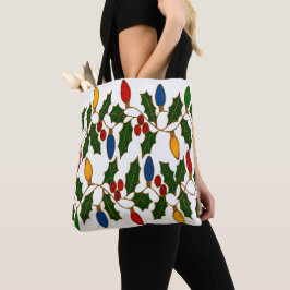 Bolsa Tote Cloisonne Art Christmas Lights and Holly