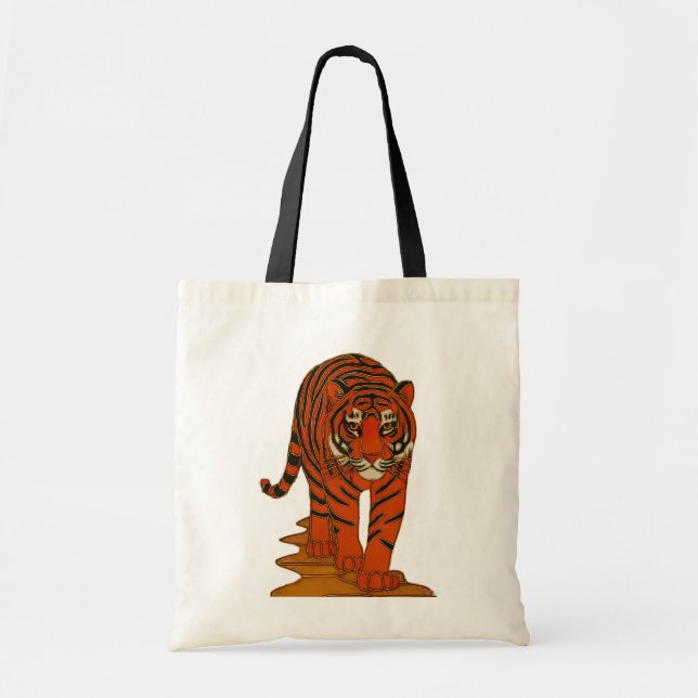 Bolsa Tote Cloisonne Art Tiger on the Jungle Path (Frente)