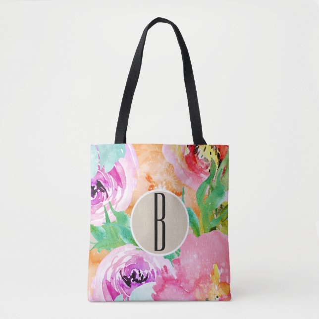 Bolsa Tote Clorideira Floral Colorida Moderna Kraft (Frente)