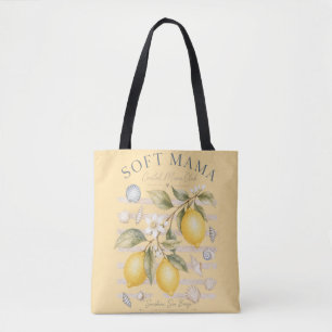 Bolsa Tote Clube Coastal Mama – Limão & Conchas Personalizáve