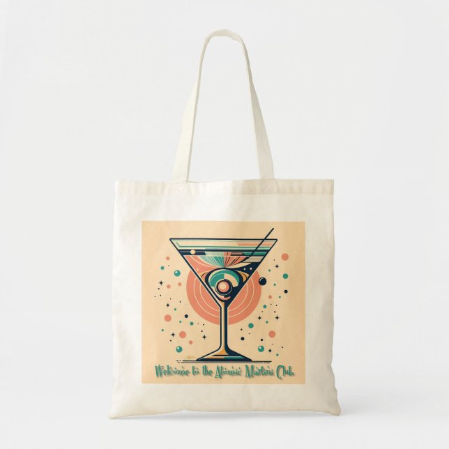 Bolsa Tote Clube da Martini Atômica Retro Futurista Idade Esp (Frente)