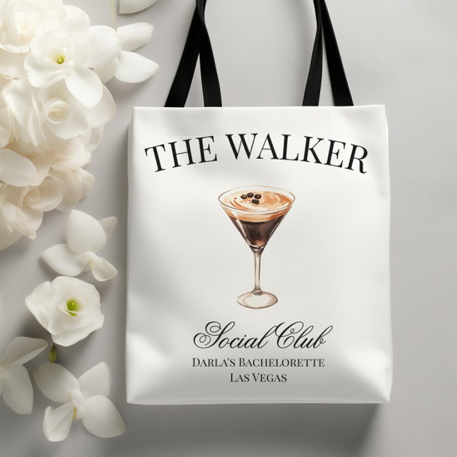 Bolsa Tote Clube Social de Coquetéis Martini de Café para Des (Custom Name Social Club Tote Bag)