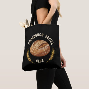 Bolsa Tote Clube Social de Sourdough Vintage Pão Assado Art