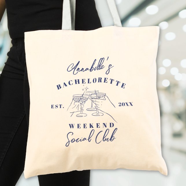 Bolsa Tote Clube Social Preppy Festa de Despedida de Solteira (Social Club Preppy Bachelorette Party Tote Bag)