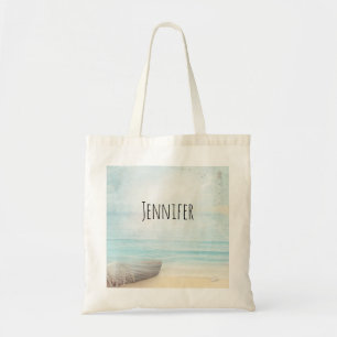 Bolsa Tote Coastal Beach Scene with a Fishing Boat