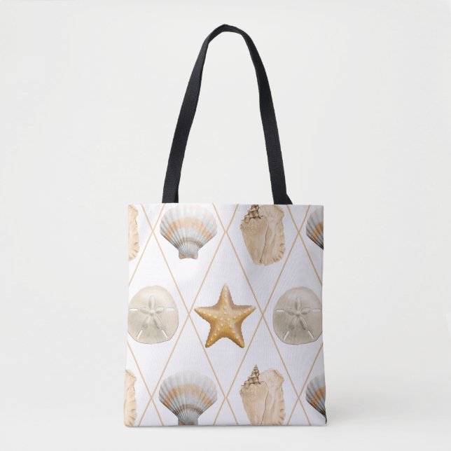 Bolsa Tote Coastal Starfish and Seashells (Frente)