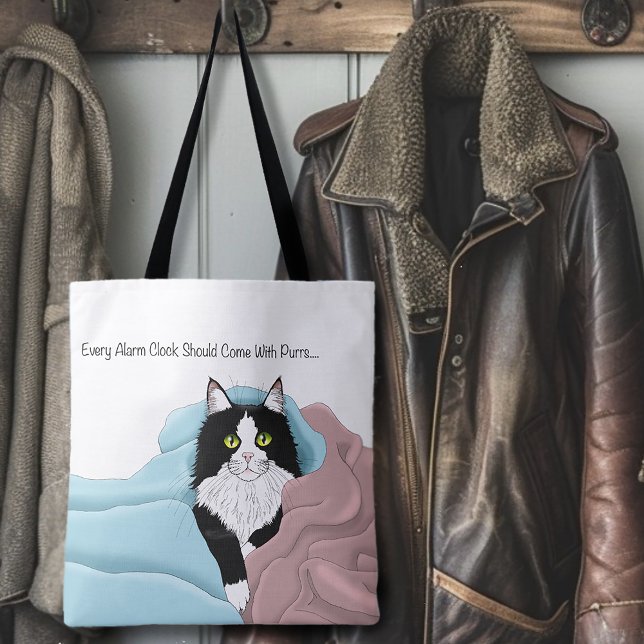 Bolsa Tote Cobertores de Gato Tuxedo Caprichoso Rosa Azul Aco (Criador carregado)