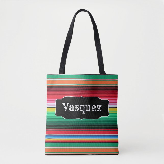 Bolsa Tote Cobertura mexicana de Serape do espanhol feito sob (Frente)
