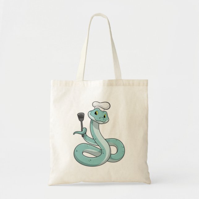 Bolsa Tote Cobra como cozinhar com chapéu de chef (Frente)