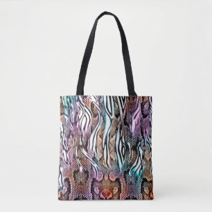 Bolsa Tote Cobra Impressão, Impressão animal, colorida, 