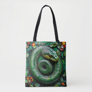 Bolsa Tote Cobra Verde Serpente Estilosa Estampa de Animal