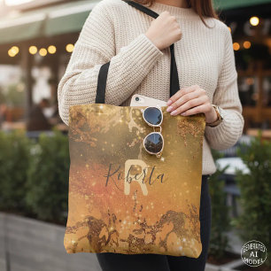 Bolsa Tote Cobre Bronze Moderno Glam Chique Abstrato Espelhad