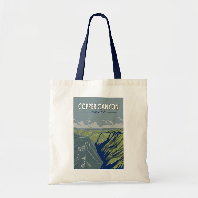Bolsa Tote Cobre Canyon, México, Viagem Art Vintage (Frente)
