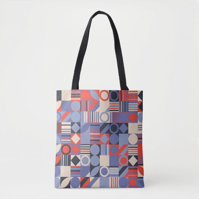 Bolsa Tote Cobrir geométricos definidos. Bauhaus retro design (Frente)