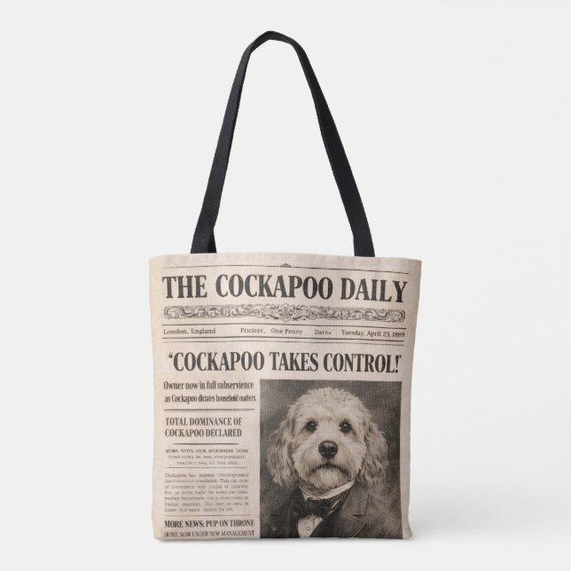 Bolsa Tote Cockapoo Jornal Antigo  (Verso)