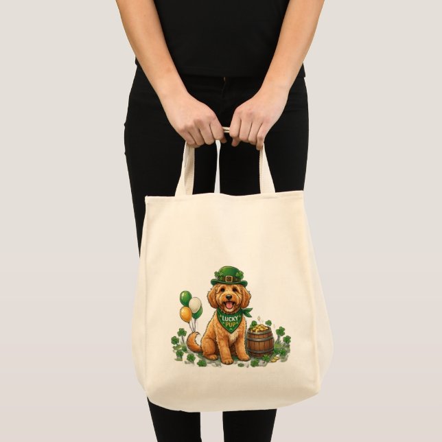 Bolsa Tote Cockapoo Sortudo Dia de São Patrício (Frente (produto))