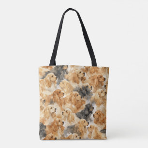 Bolsa Tote Cocker Spaniel cachorro aquarela