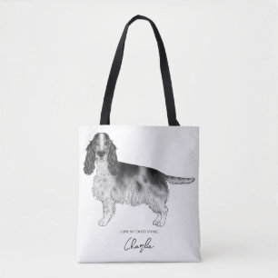 Bolsa Tote Cocker Spaniel em Preto e Branco & Texto Personali