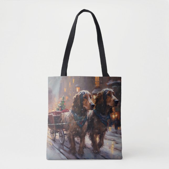 Bolsa Tote Cocker Spaniel Inglês Temporada de Natal (Frente)