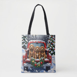 Bolsa Tote Cocker Spaniel Natal Caminhão Vermelho Férias