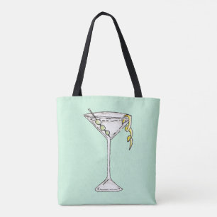 Bolsa Tote Cocktail verde-oliva de Martini da aguarela