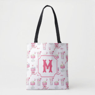 Bolsa Tote Cocktails de Mahjong Rosa Água-forte