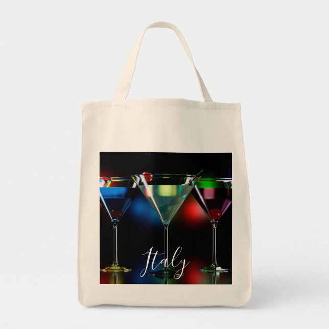 Bolsa Tote Cocktails diferentes em óculos de martini com luze (Frente)