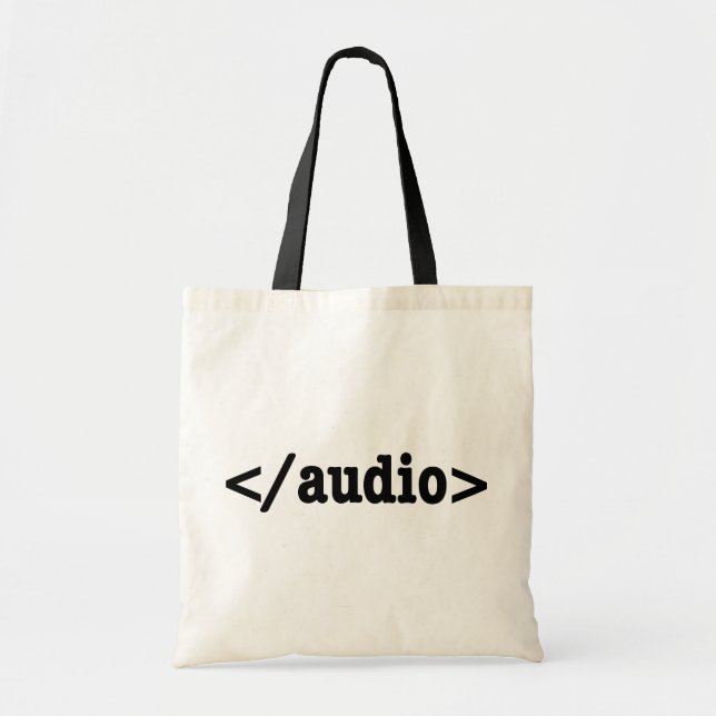 Bolsa Tote Código HTML5 de Fim de Áudio (Frente)