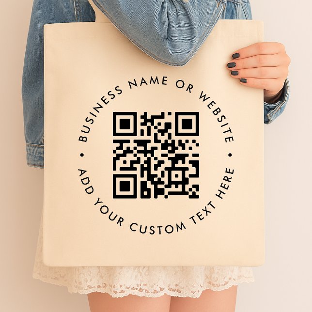 Bolsa Tote Código QR | Business Modern Minimize Scan Me (Interactive editable QR code tote bags to promote your business, products or services.)