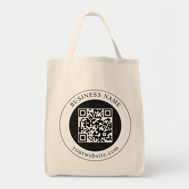 Bolsa Tote Código QR com Nome da Empresa Editável (Frente)