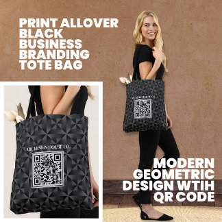 Bolsa Tote Código QR de negócios profissional preto 3D modern
