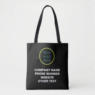 Bolsa Tote Código Qr de nome de empresa e logotipo em preto