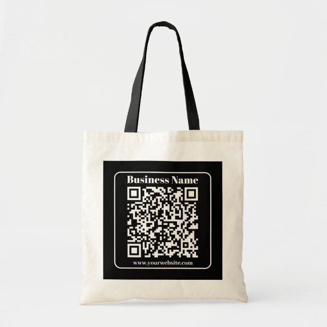 Bolsa Tote Código QR editável Estilo Moderno Retroativo Preto (Frente)