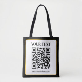 Bolsa Tote Código QR empresarial com texto superior e inferio