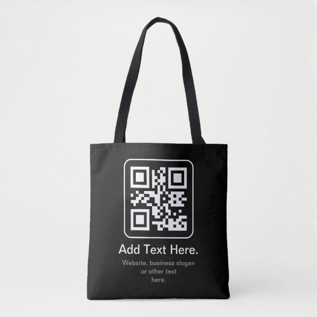 Bolsa Tote Código QR Modern Escaneável | Preto Branco e Cinza (Frente)