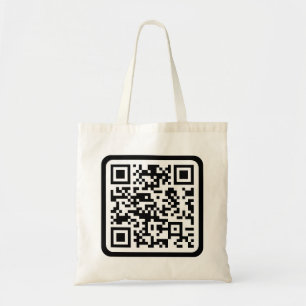 Bolsa Tote Código QR moderno editável Preto Branco ou qualq