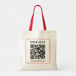 Bolsa Tote Código QR simples com borda vermelha