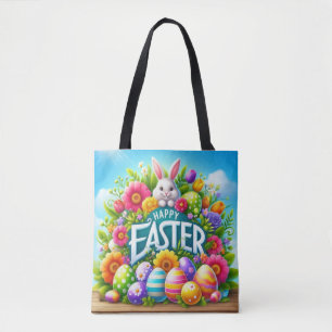 Bolsa Tote Coelhinho bonito de primavera/Páscoa com ovo
