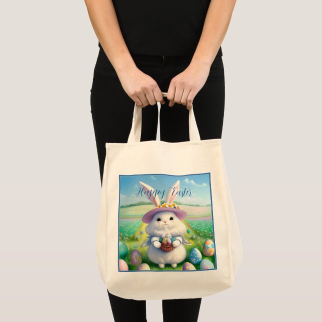 Bolsa Tote Coelhinho de Páscoa bonito 01 (Frente (produto))