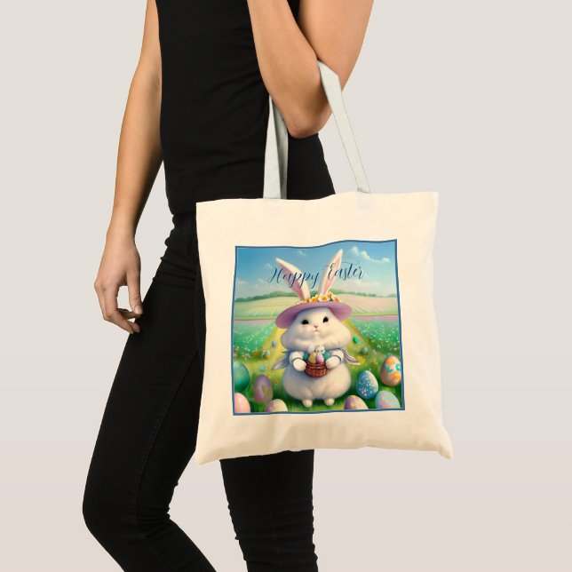 Bolsa Tote Coelhinho de Páscoa bonito 01 (Frente (produto))