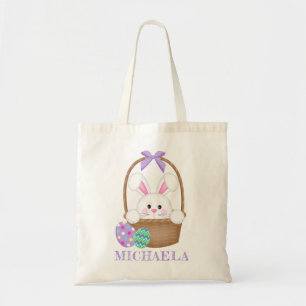 Bolsa Tote Coelhinho de Páscoa em Ovos de Páscoa Coloridos 