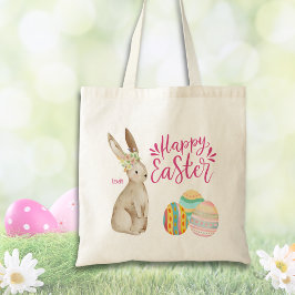 Bolsa Tote Coelhinho De Páscoa Floral Bonito Com Páscoa De Ov