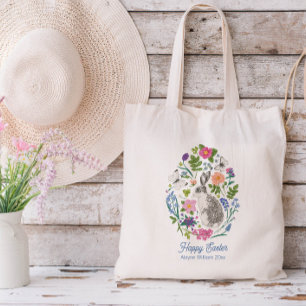 Bolsa Tote Coelhinho e Flor Personalizados da Páscoa