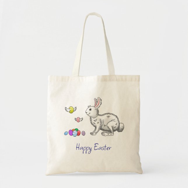 Bolsa Tote Coelhinho Feliz da Páscoa (Frente)