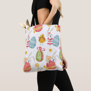 Bolsa Tote Coelhinho felz pascoa com Ovos de Páscoa