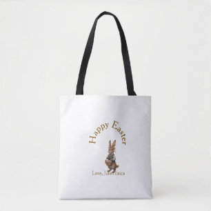 Bolsa Tote Coelhinho marrom feliz de Páscoa com ovos amor adi