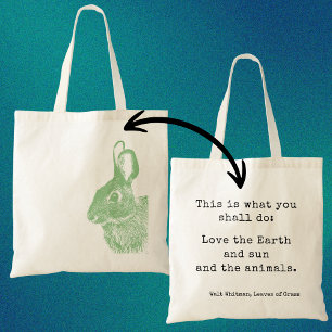 Bolsa Tote Coelhinho Verde Simples Espetacular Citação Ecológ